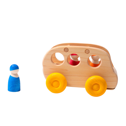 Grimm's Wooden Bus with Rainbow Friends