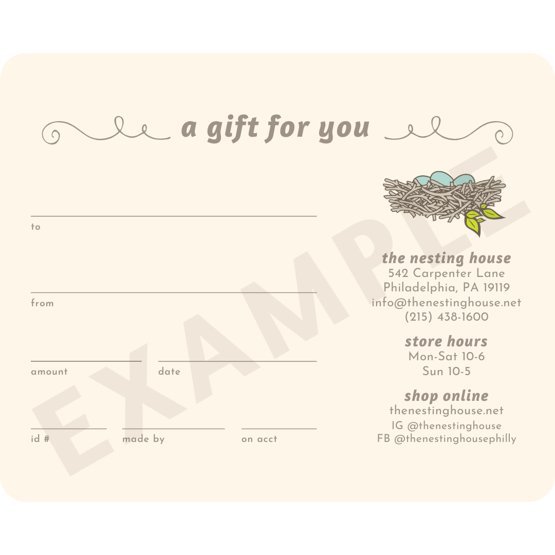 The Nesting House Gift Certificate