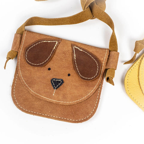 Doggie Critter Little Leather Purse - Brown