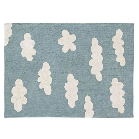 lorena canals washable rug clouds in vintage blue