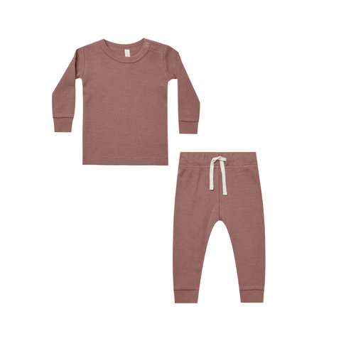 Quincy Mae Waffle Top & Pant Set - Fig Autumn Winter 2023