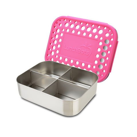 Quad Four Section Food Container Pink Dots