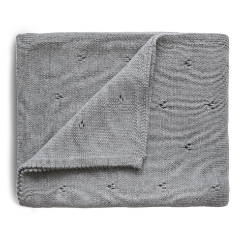 Organic Cotton Knit Blanket - Gray Melange Pointelle