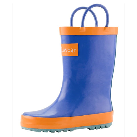 Rubber Rain Boots  Orange and Aqua