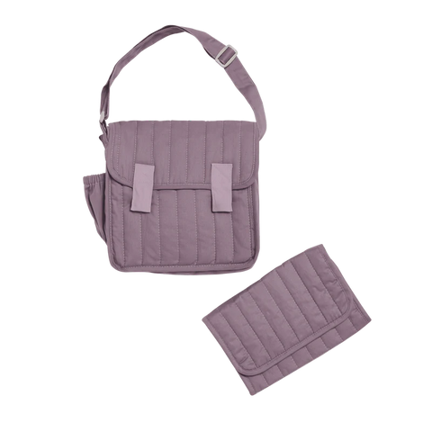 olliella convertible changing bag in lavendar