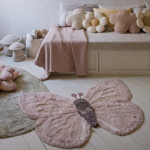 Washable Animal Cotton Rug Butterfly