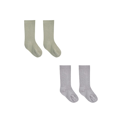 Quincy Mae Socks Set - Sage + Periwinkle
