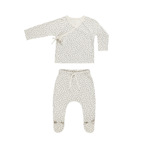 Wrap Top & Footed Pant Set - Scatter