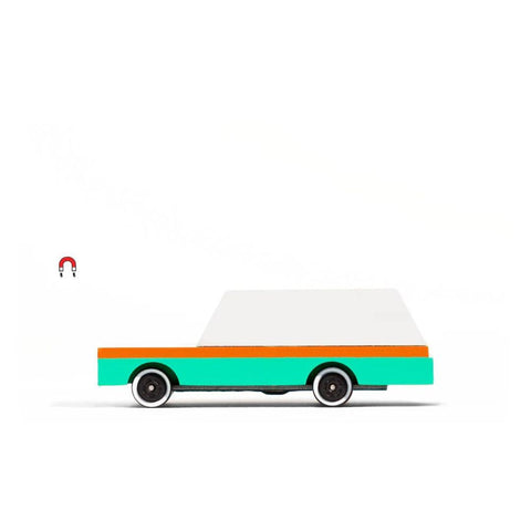 candylab car teal wagon wooden toy