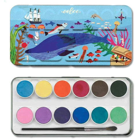 12 Watercolors & Brush - In The Sea