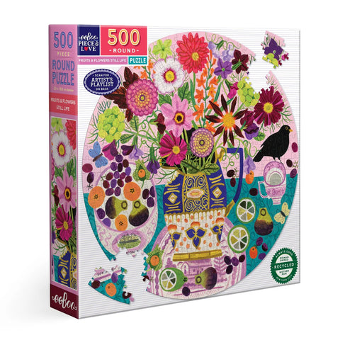 500 Piece Round Puzzle - Fruits & Flowers Still Life