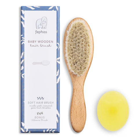 Wooden Baby Hair Brush with Goat Hair Bristles