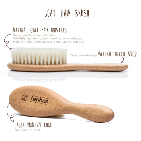 Wooden Baby Hair Brush with Goat Hair Bristles