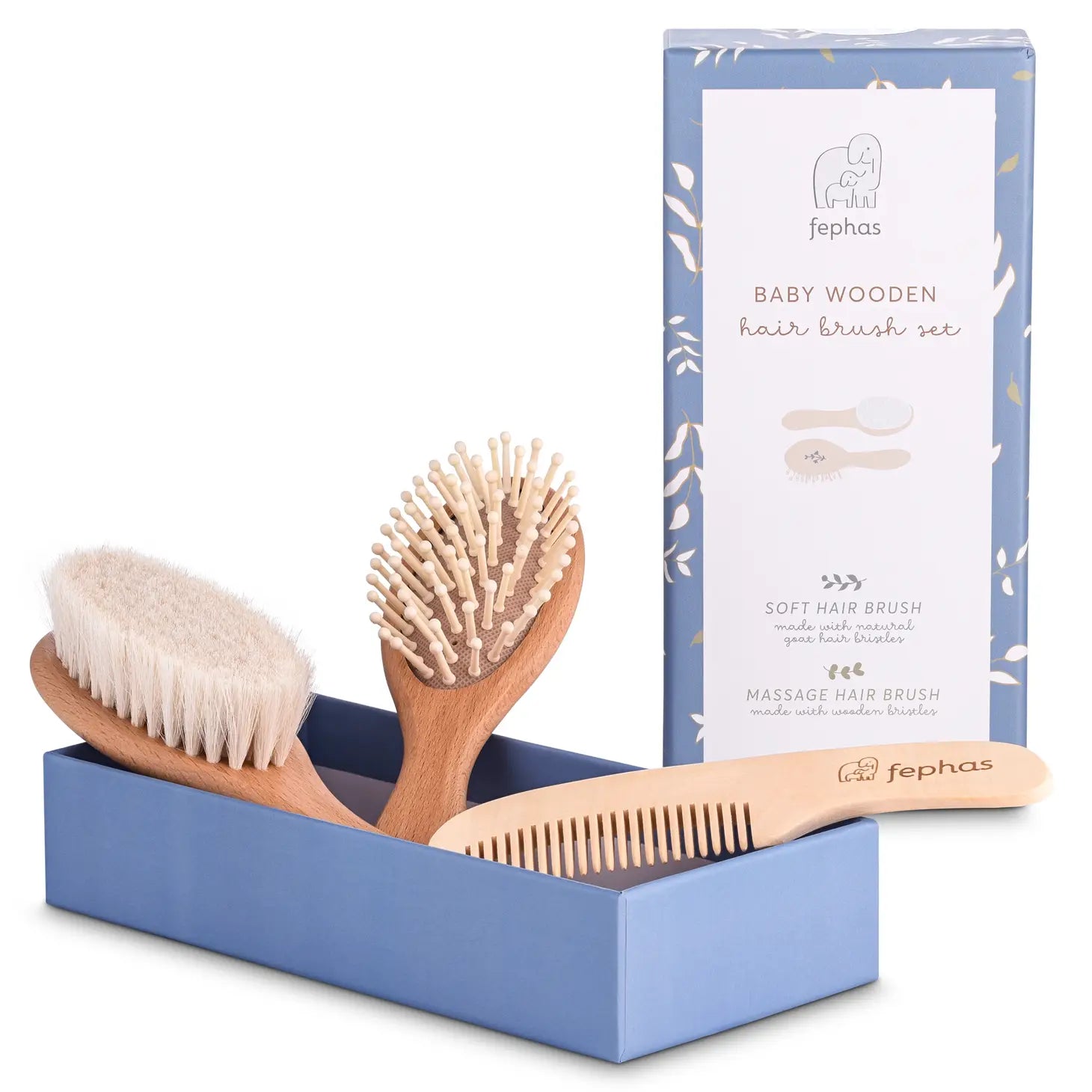fephas wooden hair brush set