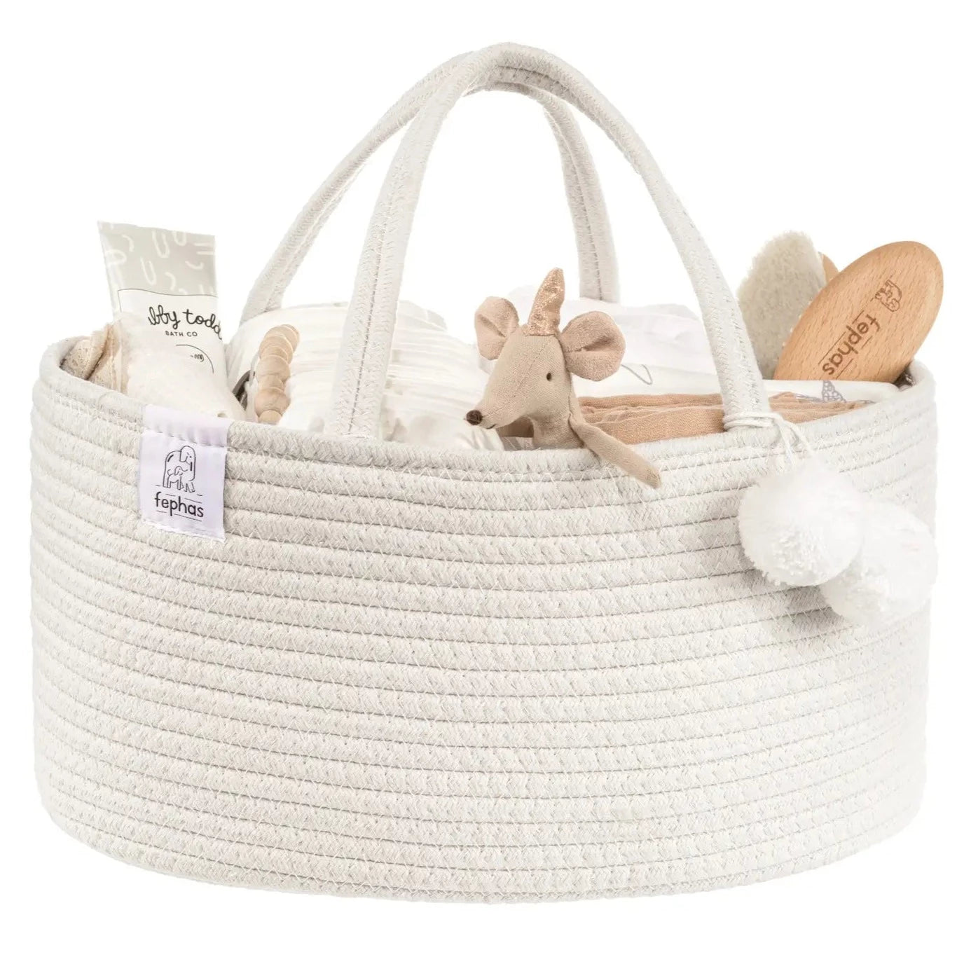 fephas cotton rope diaper caddy in off white
