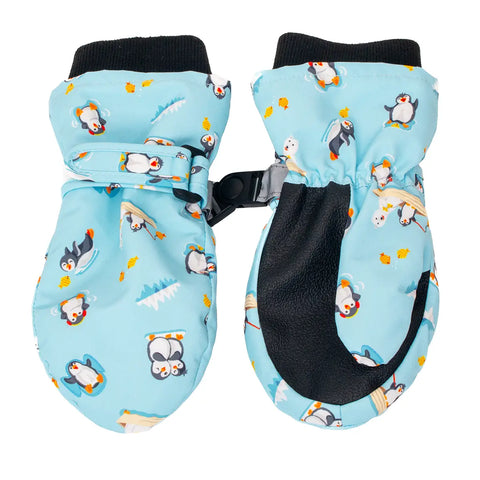 Ski Mittens - Ice Fishing Penguin