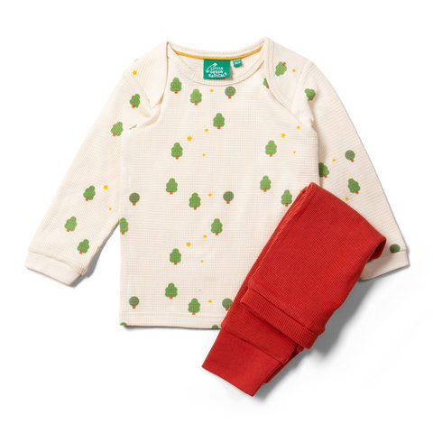 Organic Waffle T-Shirt & Jogger Playset - Cream Winter Trees