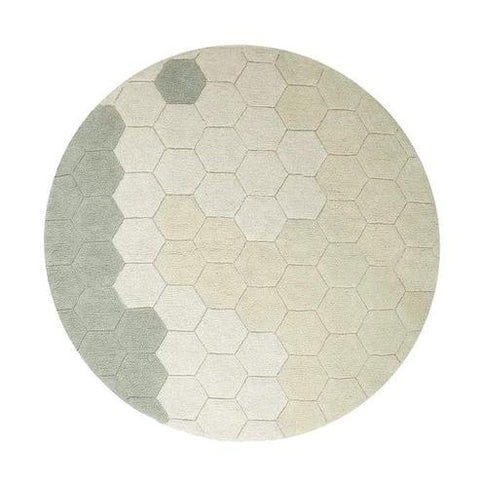 Washable Round Rug - Honeycomb Blue Sage