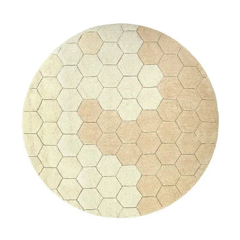 Washable Round Rug - Honeycomb Golden