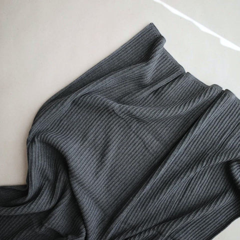Organic Cotton Knit Blanket - Dark Grey Melange Knit Rib