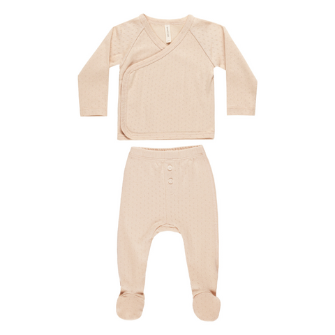 Wrap Top & Footed Pant Set - Shell