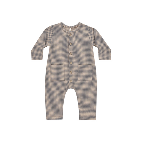 Pocketed Woven Jumpsuit - Indigo Gingham