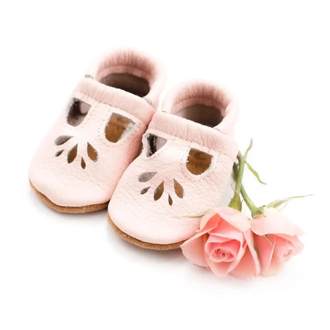 blush lotus leather baby shoes by starry knight