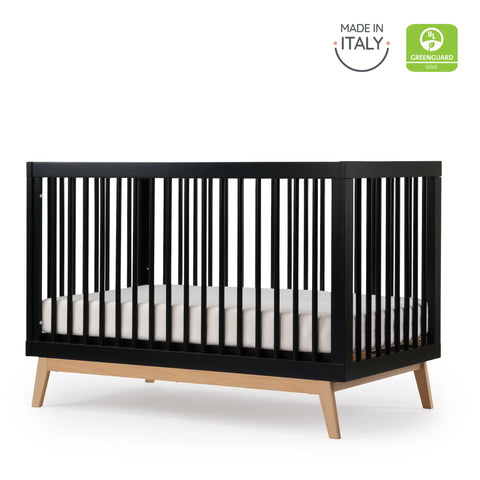 soho crib by dadada, beautiful nursery furniture made in italy in black and natural