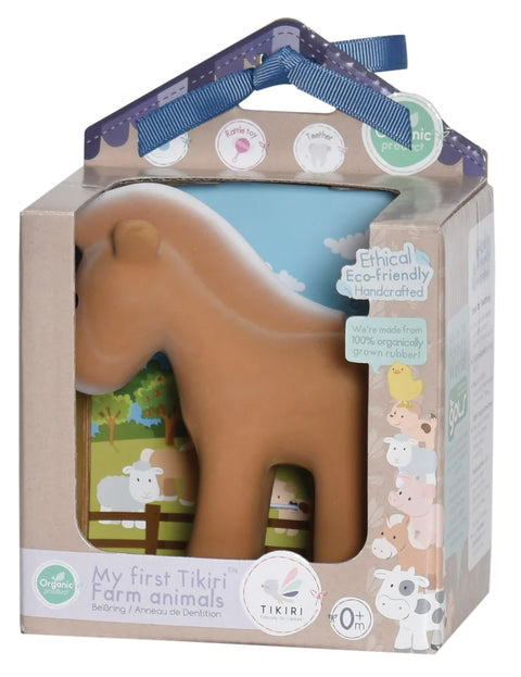 Natural Rubber Teether, Rattle and Bath Toy - Horse