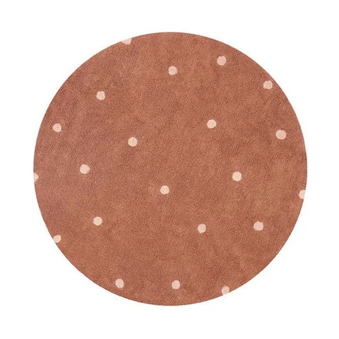 Washable Round Rug - Dot Chestnut