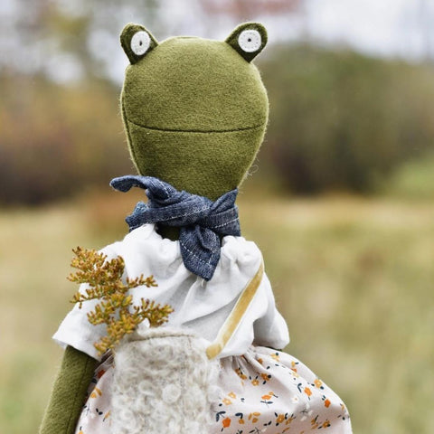 woolgrass farm fern frog floral skirt doll stuffie plush