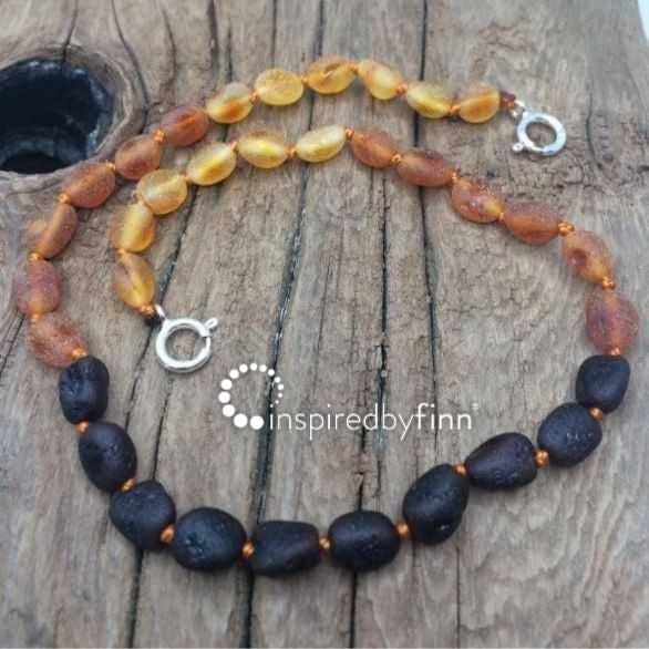 Baltic Amber Anklet Unpolished Tri-Color