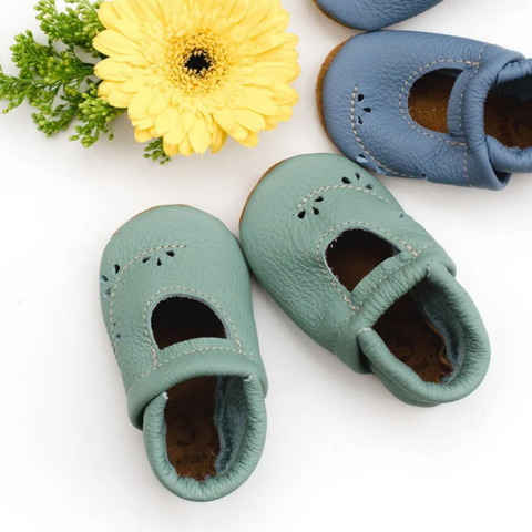 Leather Baby Shoes - Mint Ivy Janes