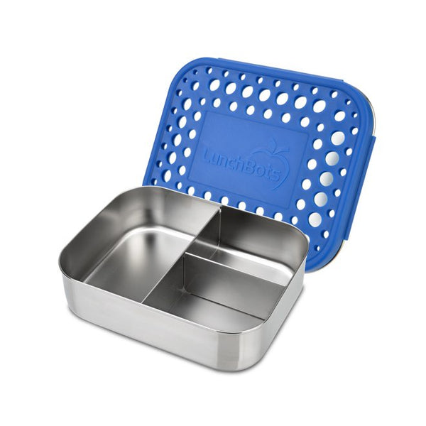 Trio Three Section Food Container Blue Dots