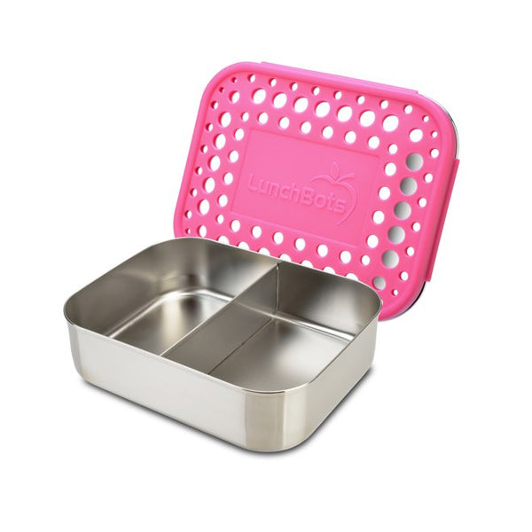 Duo Two Section Food Container Pink Dots