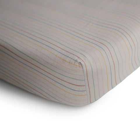 Mini Cotton Muslin Crib Sheet - Retro Stripe