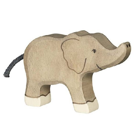 holztiger small elephant with trunk raised