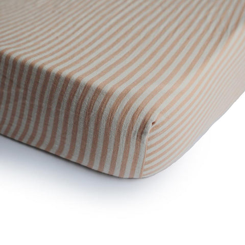 Cotton Muslin Crib Sheet - Natural Stripes