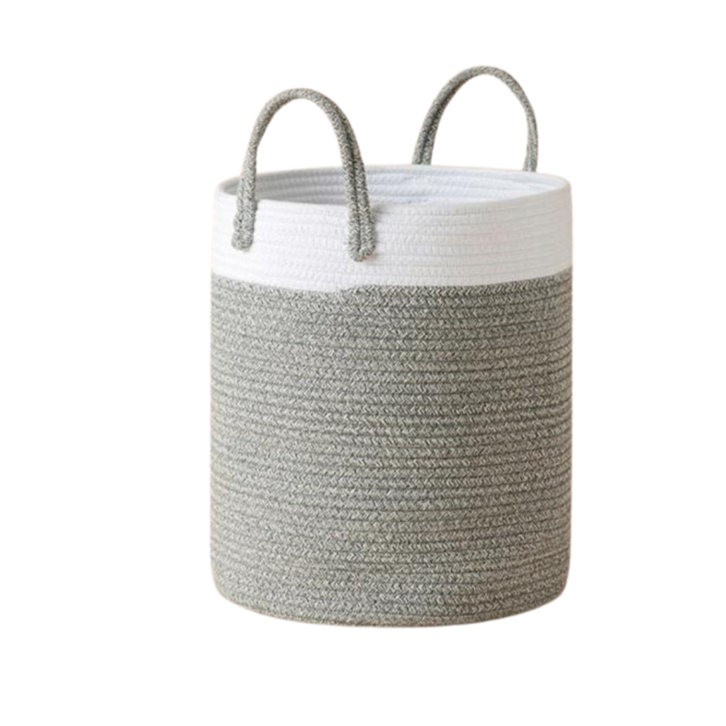 Dolder Cotton Rope Laundry Basket - White & Gray