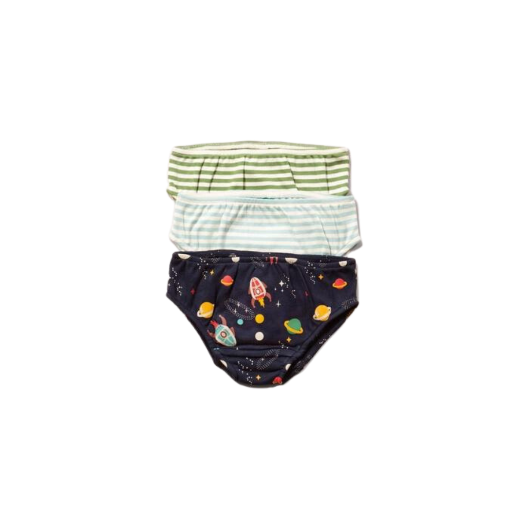 Little Green Radicals Organic Underwear 3 pack outer space