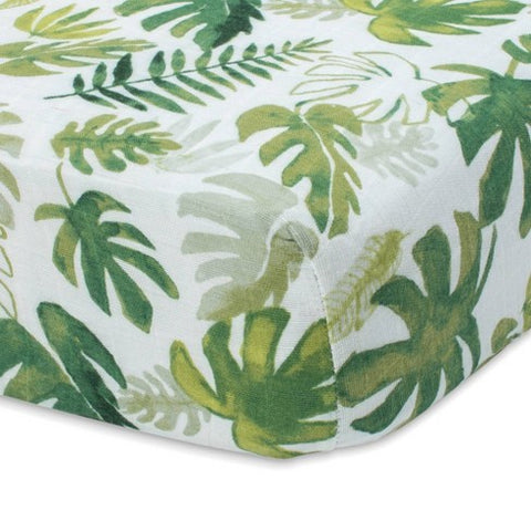 Muslin Crib Sheet Tropical Leaf