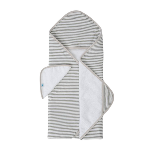 Cotton Hooded Towel - Grey Stripe