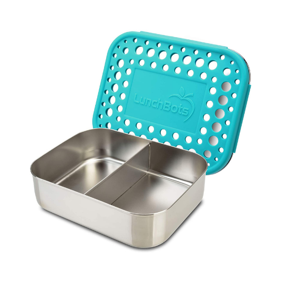 Duo Two Section Food Container Aqua Dots