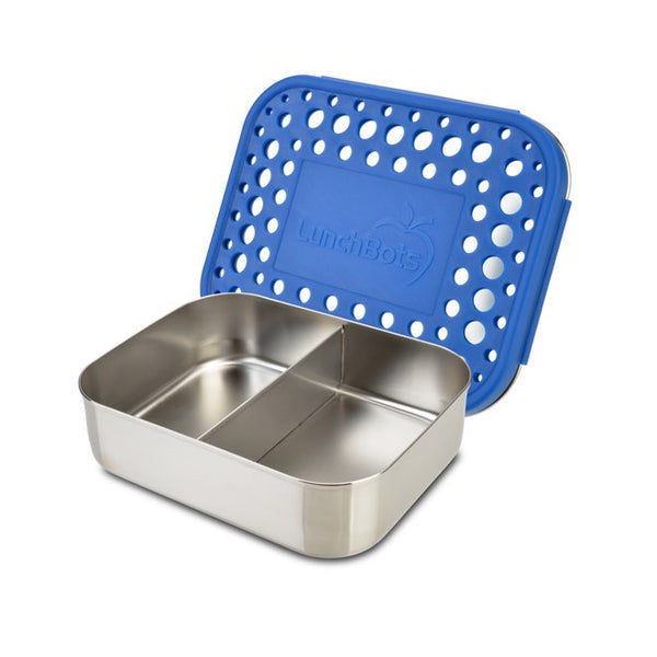 Duo Two Section Food Container Blue Dots
