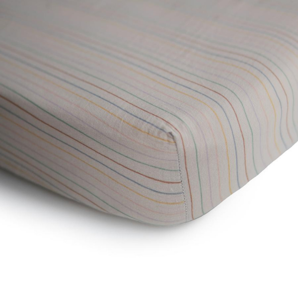 Cotton Muslin Crib Sheet - Retro Stripes