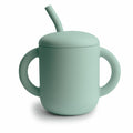 Mushie Silicone Straw Cup Cambridge Blue