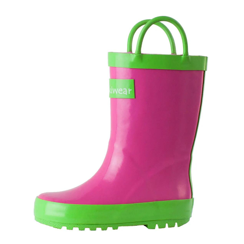Rubber Rain Boots Pink & Green